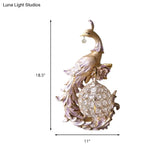 Peacock Sconce Light: Retro Wall Mounted With Globe Shade Left/Right Facing White/Blue/Purple Resin