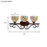 Peacock Stained Glass Wall Sconce: Classic Tiffany Style 3 Lights Pink/Orange/Blue - Bedroom