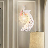 Peacock Wall Sconce - Loft Style Metal 8/10 With Dome Crystal Shade In White/Gold Double/Right/Left