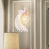 Peacock Wall Sconce - Loft Style Metal 8/10 With Dome Crystal Shade In White/Gold Double/Right/Left