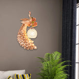 Peacock Wall Sconce - Loft Style Metal 8/10 With Dome Crystal Shade In White/Gold Double/Right/Left