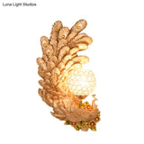 Peacock Wall Sconce With Crystal Shade - Country Resin 1-Light In Yellow/Green (1/2 Pack)