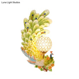 Peacock Wall Sconce With Crystal Shade - Country Resin 1-Light In Yellow/Green (1/2 Pack)