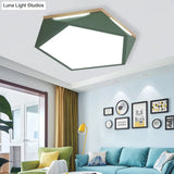 Pentagon Led Flush Mount Lamp In Acrylic White/Blue/Green - 12.5/16.5/20.5 Wide Green / 12.5 Warm