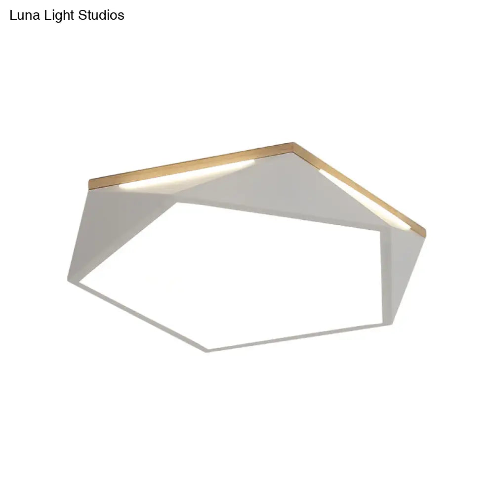 Pentagon Led Flush Mount Lamp In Acrylic White/Blue/Green - 12.5’/16.5’/20.5’ Wide