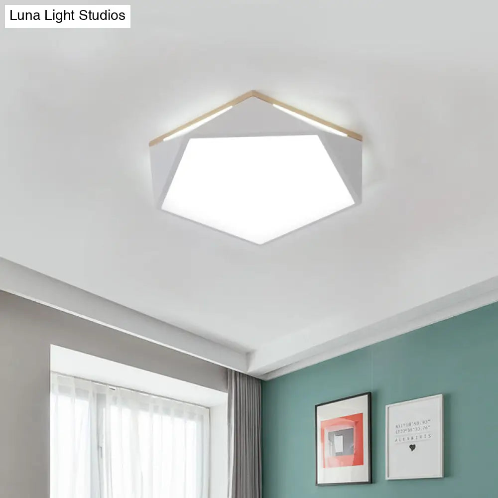 Pentagon Led Flush Mount Lamp In Acrylic White/Blue/Green - 12.5’/16.5’/20.5’ Wide