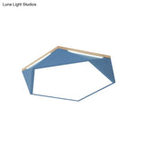 Pentagon Led Flush Mount Lamp In Acrylic White/Blue/Green - 12.5’/16.5’/20.5’ Wide
