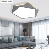Pentagon Led Flush Mount Lamp In Acrylic White/Blue/Green - 12.5/16.5/20.5 Wide Grey / 12.5 Warm