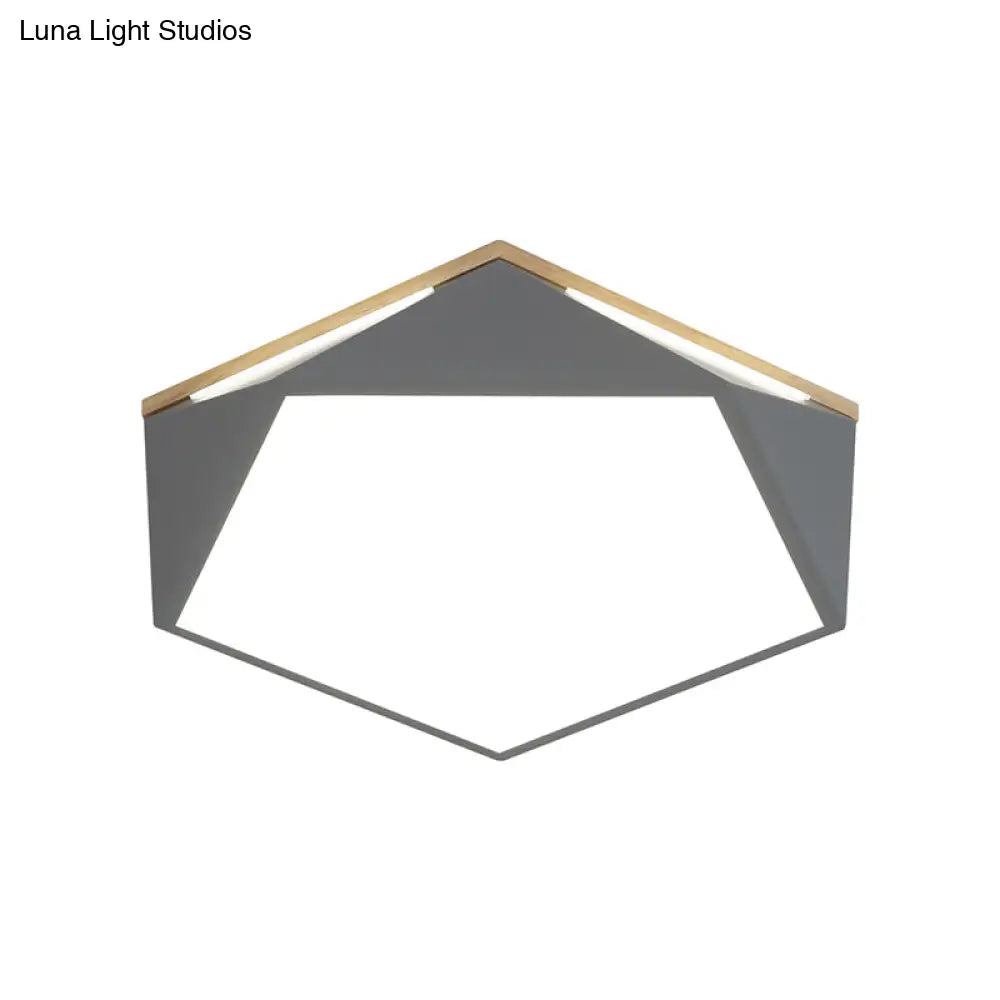 Pentagon Led Flush Mount Lamp In Acrylic White/Blue/Green - 12.5’/16.5’/20.5’ Wide