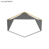Pentagon Led Flush Mount Lamp In Acrylic White/Blue/Green - 12.5’/16.5’/20.5’ Wide