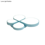 Petite Macaron Style Led Flush Ceiling Light For Kindergarten With Flat Petal Design