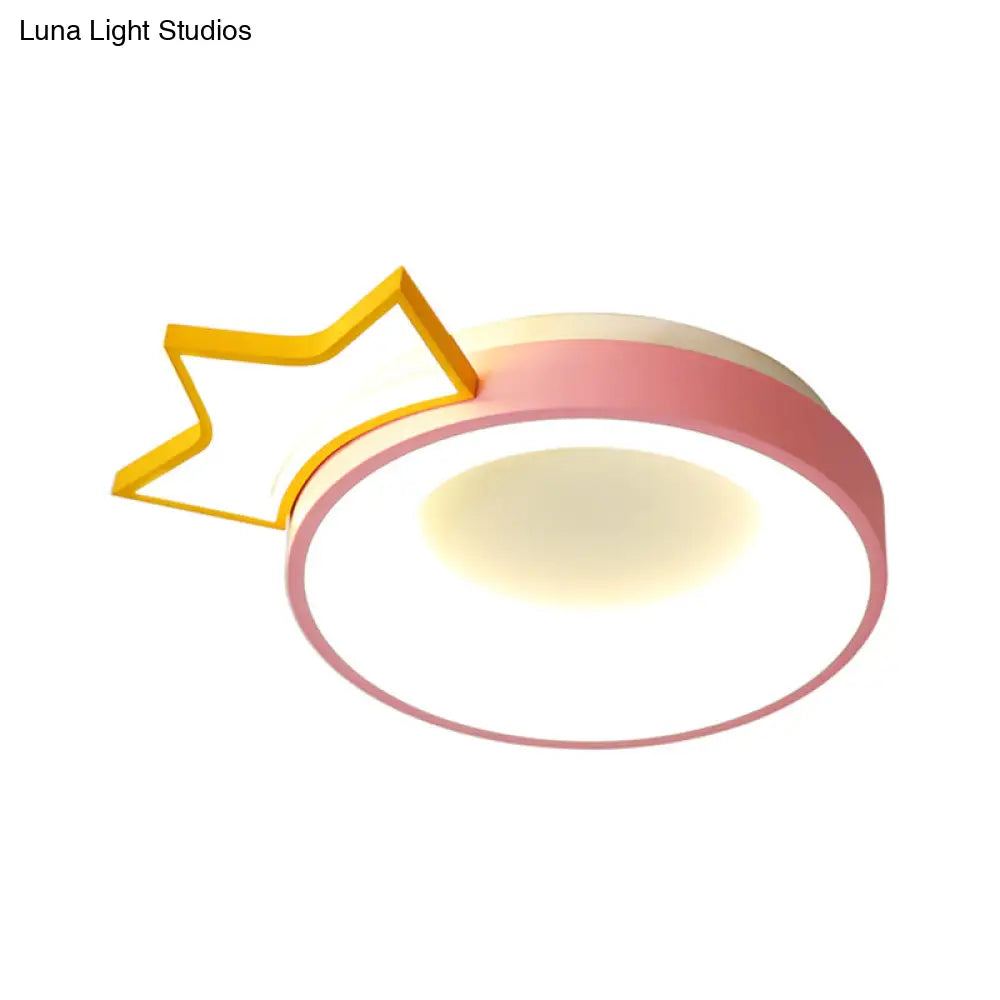 Pink Acrylic Led Cartoon Ceiling Light For Girls Bedroom