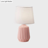 Pink Ceramic Base Conical Desk Lamp - Simple 1-Light Table Light For Bedroom