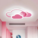 Pink Cloud Kids Led Ceiling Light Flush Mount Acrylic Fixture In White/3 Color 16.5’/20.5’