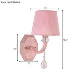Pink Fabric And Crystal Wall Sconce For Girls Bedrooms Or Kids Rooms
