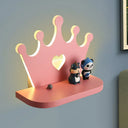 Pink/Gold Crown Led Wall Sconce For Kids Bedside Lighting - Metal Mounted Light Pink