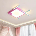 Pink Minimalist Led Ceiling Flush With Linear Design And White/Warm Light / White