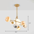 Planet Children’s Chandelier: Stained Glass 7-Light Ceiling Light With Metal Ring In Gold -