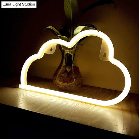 Plastic Cloud Led Night Light With Usb Rechargeable Plug - Childrens White Table Lamp