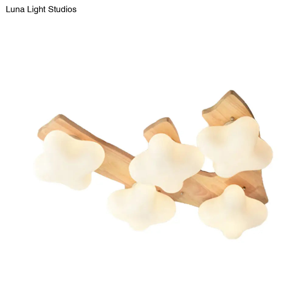 Plum Blossom Ceiling Lamp With Frosted Glass And Led Lighting