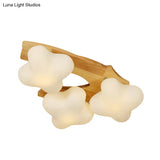 Plum Blossom Ceiling Lamp With Frosted Glass And Led Lighting