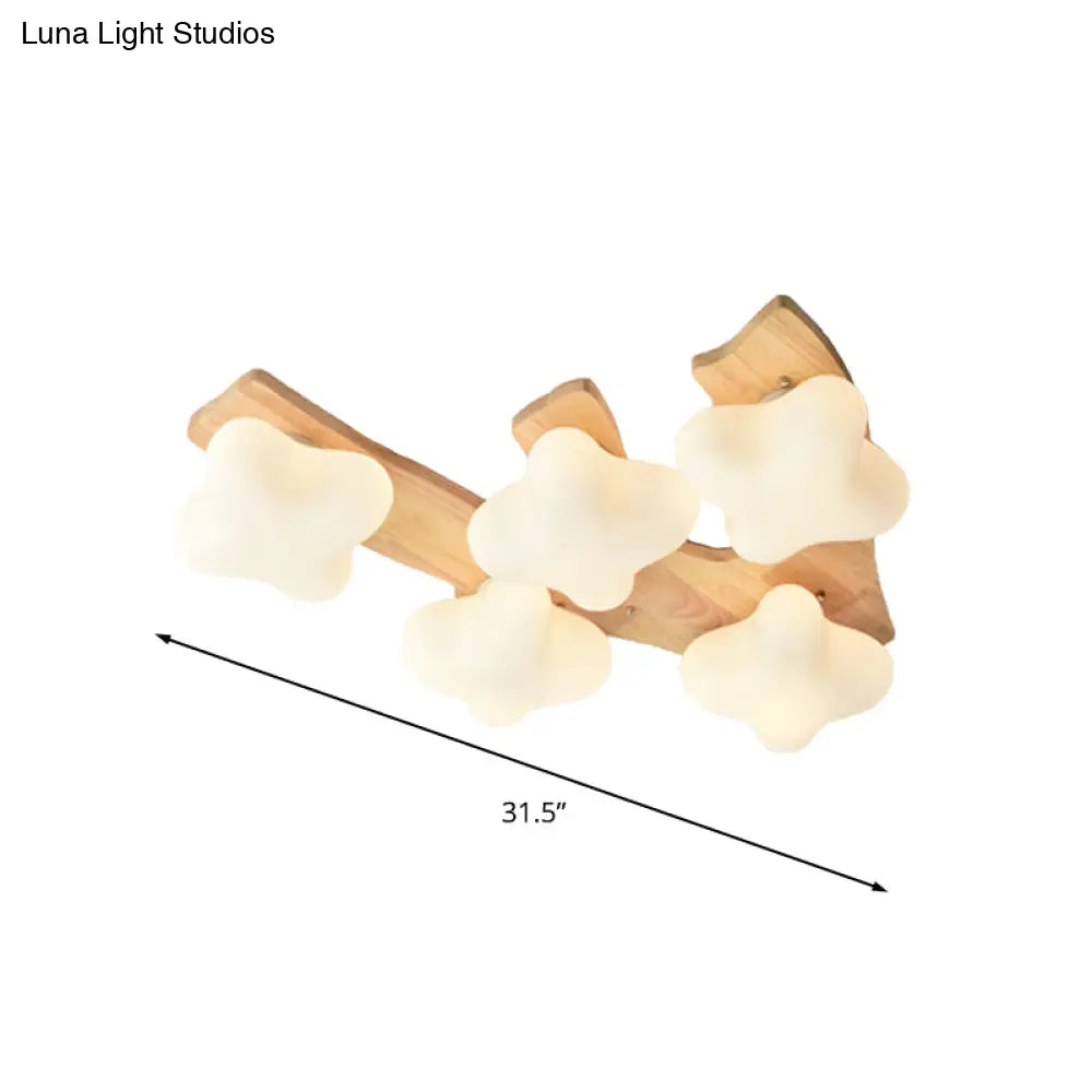 Plum Blossom Ceiling Lamp With Frosted Glass And Led Lighting