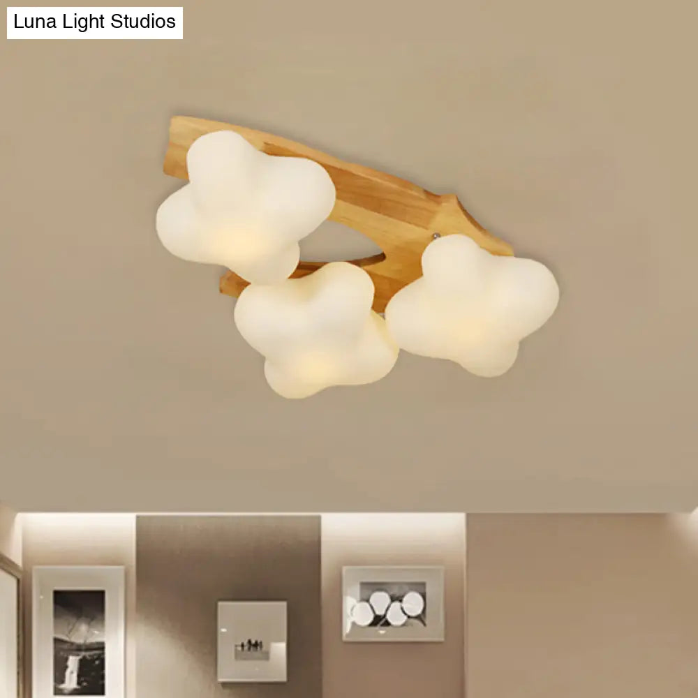 Plum Blossom Ceiling Lamp With Frosted Glass And Led Lighting