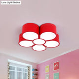 Plum Blossom Led Flushmount Lighting For Kids’ Kindergarten Ceiling - Red/Yellow/Blue