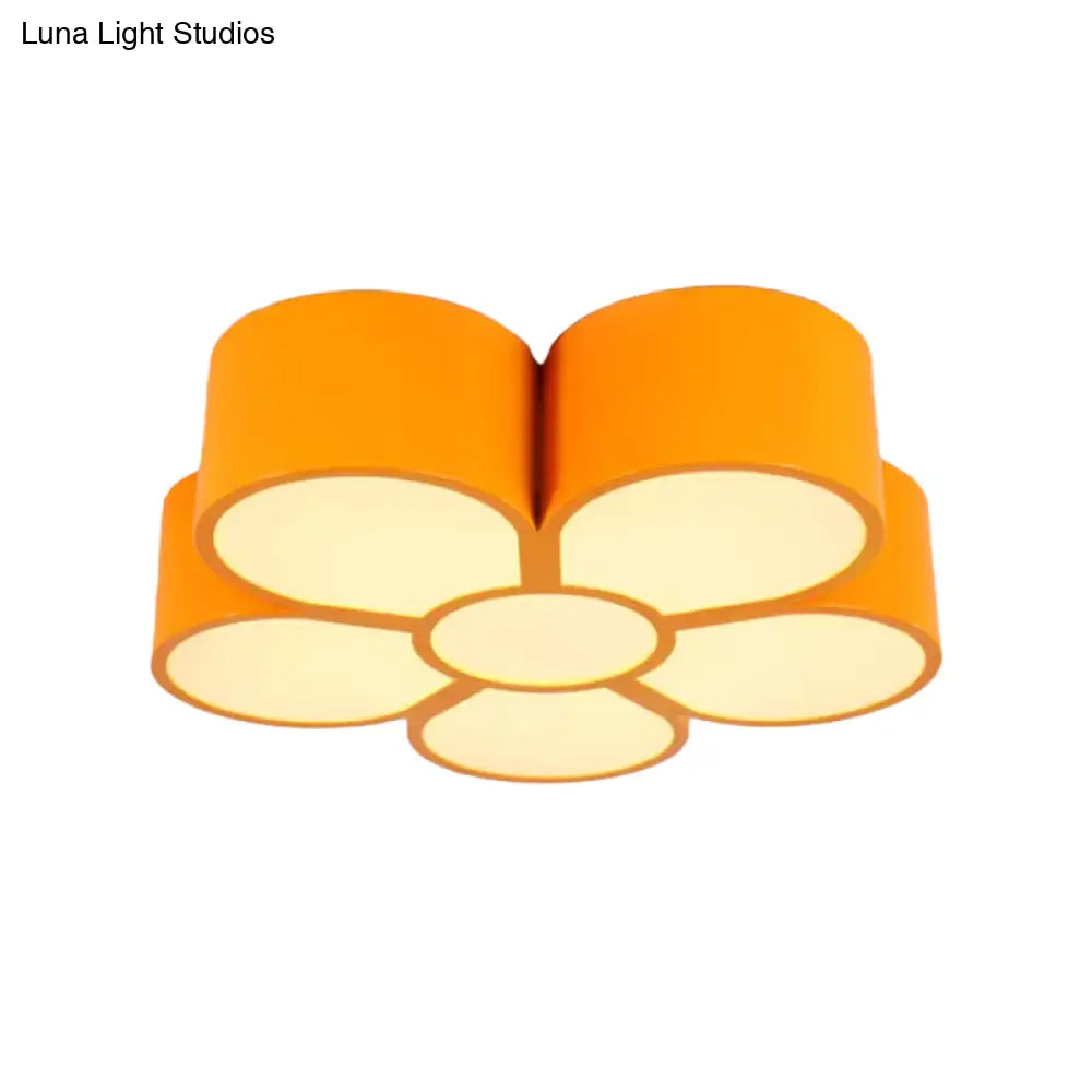 Plum Blossom Led Flushmount Lighting For Kids’ Kindergarten Ceiling - Red/Yellow/Blue