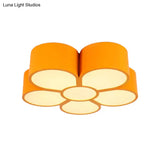 Plum Blossom Led Flushmount Lighting For Kids’ Kindergarten Ceiling - Red/Yellow/Blue