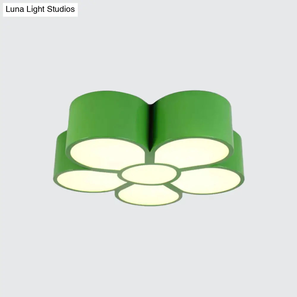 Plum Blossom Led Flushmount Lighting For Kids’ Kindergarten Ceiling - Red/Yellow/Blue