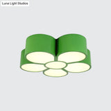 Plum Blossom Led Flushmount Lighting For Kids’ Kindergarten Ceiling - Red/Yellow/Blue