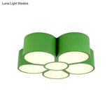 Plum Blossom Led Flushmount Lighting For Kids’ Kindergarten Ceiling - Red/Yellow/Blue