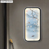 Plum Blossom Led Wall Sconce Lighting In Blue: Asian-Inspired Light Fabric For Living Room Mural