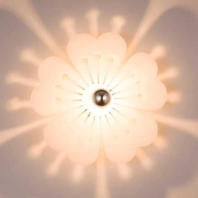 Plum Blossom Wall Light: Modern Acrylic Sconce Lamp For Girls Bedroom & Kindergarten White