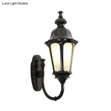 Plum Blossom Wall Mount Sconce With Frosted Glass Shade - Metallic Black
