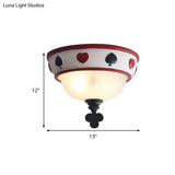 Poker Glass Children’s Bedroom Ceiling Light - Modern White Mount Fixture