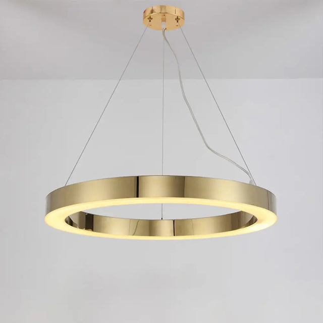 Polished Gold Led Pendant Lighting With Stainless Steel Chandelier Lamp