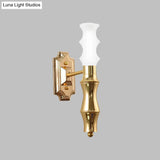 Post-Modern Bamboo Sconce Metal 1 Light Brass Fixture For Living Room Lighting