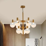 Post-Modern Black/Gold 2-Tier Chandelier: Clear Glass Led 9/12 Lights + Ceiling Lamp 9 / Gold