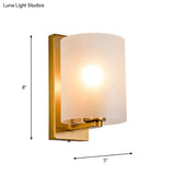 Post Modern Brass Finish Wall Lamp With Clear/Textured White Glass - Cylindric Sconce Design (1
