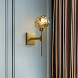 Post Modern Brass Ice Block Wall Light Sconce With Amber/Smoke Gray Glass - Mounted Lamp For Living