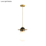 Post-Modern Brass Pill Capsule Pendant Light - Single Bedside Suspension Lamp