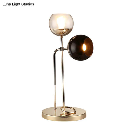 Post-Modern Clear And Black Glass 2-Light Table Lamp With Gold Finish