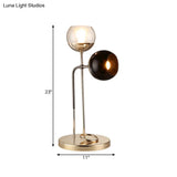 Post-Modern Clear And Black Glass 2-Light Table Lamp With Gold Finish
