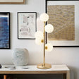 Post-Modern Cream Glass Nightstand Lamp With 5 Lights - Ball Metal Table Lighting In Black/Gold For