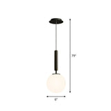 Post-Modern Glass Ball Pendant Light: Sleek 1 Bulb Fixture For Bedroom Suspension Lighting Black /