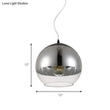 Post-Modern Glass Globe Pendant Light - 6’/8’/10’ Width 1 Sliver Finish