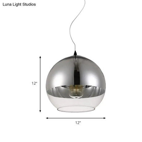 Post-Modern Glass Globe Pendant Light - 6’/8’/10’ Width 1 Sliver Finish