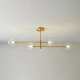 Post-Modern Gold Metal Chandelier With Glass Shades - Ideal For Living Room 4 / Clear